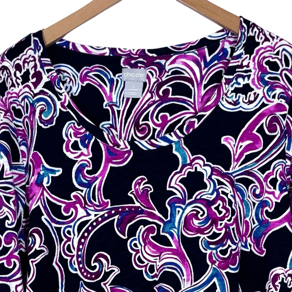 Chico’s Layered Tunic Top Navy‎ Boho - Picture 3 of 7